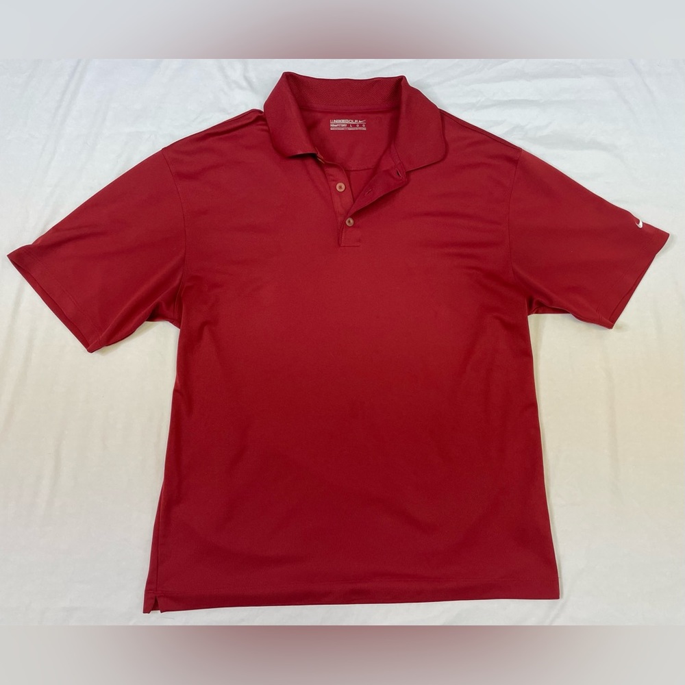 Nike Men's Polo Shirt Red Short Sleeve Golf Fit Dry Size Large
